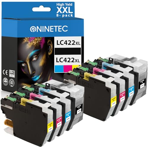 NINETEC LC422XL LC-422XLVAL Multipack Druckerpatronen Kompatibel für Brother LC-422XL LC422 422 XL für Brother MFC-J5340DW MFC-J5345DW MFC-J5740DW MFC-J6940DW MFC-J6540DW 8-Pack