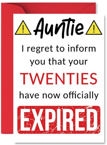Funny 30th Birthday Cards for Auntie, Your Twenties Have Expired | Happy Birthday Card for Aunt Auntie Aunty from Nephew Niece, A5 Banter Joke Humour Bday Greeting Cards Gift