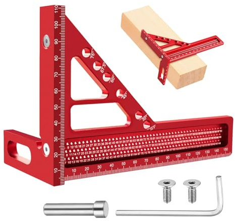 3D-Gehrungswinkel, Mehrwinkel Messlineal, Zimmermannswinkel aus Aluminiumlegierung, Längere Version(165 mm), 22,5°–90°, Hohe Präzision, Geeignet für Schreiner, Ingenieure und Handwerksbegeisterte