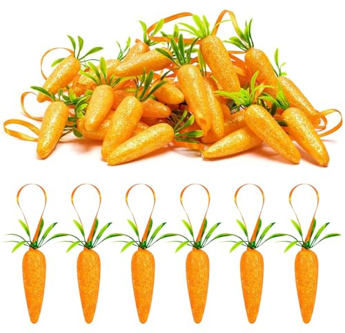 YUEXNKO Decorazioni Pasqua da Appendere, 12pcs Appese Uova di Pasqua, Decorazioni Forma di Uova di Carota Scintillanti, Decorazioni Pasquali, Perfette per Decorare Gli Alberi di Pasquas (Arancia 7cm)