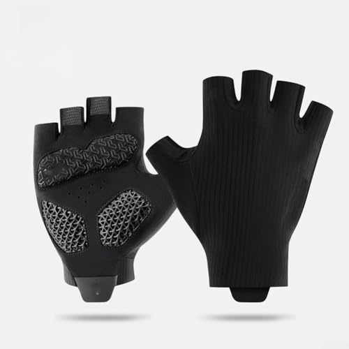 Gants de VTT demi-doigts avec rembourrage en gel imprimé 3D, paume antichoc, traction en silicone et matériau en maille respirante pour un cyclisme confortable (XXL)