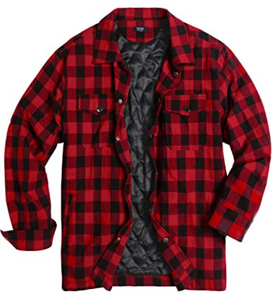 COOFANDY Camicia da Taglialegna Camicia da Uomo di Natale a Quadri Camicia in Flanella di Cotone Camicia Termica Invernale Foderata per Uomo Rosso S