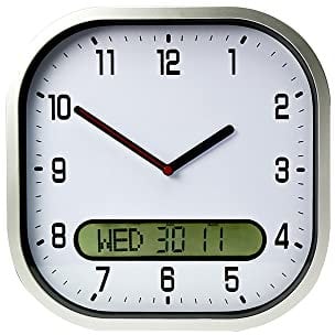 Lifemax Clear Time Day Date Wall Clock - Easy to Read LCD Display Day-Date Clock, Shows Day, Date, Month in UK format, Ideal for Dementia & Seniors