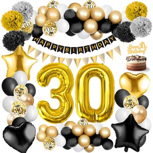 Amteker 30 Geburtstag Deko, 30 Geburtstag Männer Frauen, 30. Geburtsta Deko Luftballons, Konfetti Luftballons Deko 30 Frau Mann, 30 Geburtstagdeko Happy Birthday Deko