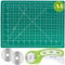 Audab Rollschneider-Set, selbstheilende Nähmatten, Rollschneider und Matte, 45 mm, Rollschneider-Set mit 2 Klingen, rotierende Schneidematte für Handwerk, Stoff, Quilten, Hobby, 22,9 x 30,5 cm (A4)