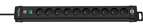 Brennenstuhl Multiprise Premium Line avec 10 Prises (multiprise avec Interrupteur et câble 3m - Prises de Contact de Protection, fabriquée en Allemagne) Noire