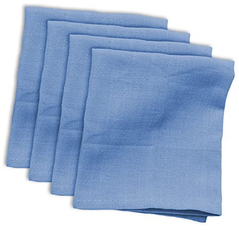 EXQULEG Servietten, Stoffservietten Leinen, Leinenservietten | 4/6 Stück im Set | 30 x 40 cm Die Leinenservietten sind strapazierfähig, saugstark und schmutzabweisend (Hellblau,Servietten 6er Set)