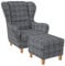 Supellex Ohrensessel »Sofia«, Design Oxford, kariert, hellgrau (Design-Nr.: 5149), wahlweise mit Hocker (inkl. Hocker)
