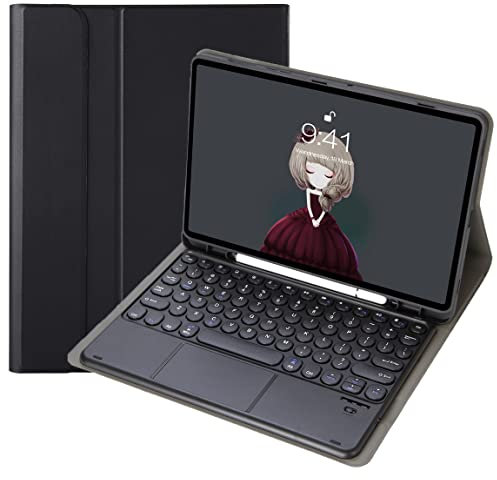 Keyboard Cover Case for iPad 9.7'' (2018/2017, 6th/5th Gen.), Wireless Bluetooth Keyboard, Detachable/Trackpad, Soft TPU Back Cover, with Pencil Slot