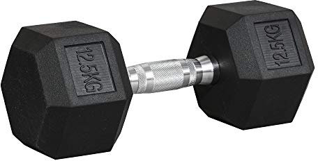HOMCOM Hanteln mit gerändeltem Griff, Kurzhantel aus Gusseisen, 1 x 12,5 kg, Kurzhanteln für Männer und Frauen, Dumbbell für Zuhause, Fitnessstudio, Krafttraining