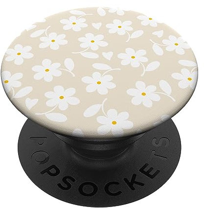 Magnolia White - White Daisy Flower Floral Heart Leaves PopSockets Adhesive PopGrip