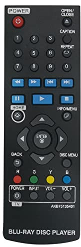 AKB75135401 Replace Remote Control fit for LG Blu-ray Player UBK80 BP175 UP870 BPM35 UP875 BP125N BP335WN BP340 BP240N BP250 BP125 BP550 BPM34 BP340 BPM25 BP135 BP145 BP145N BP155 BP165 BP165N BP240