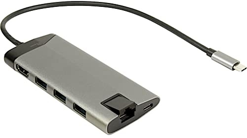 Inter-Tech GDC-802 – multifunktionale USB Type C HDMI Dockingstation, Silver