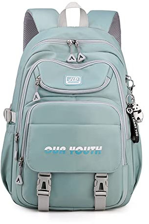 FANDARE Schulrucksack Schulrucksack Jugendliche Schultasche Jungen Mädchen Rucksack Schulranzen für Schüler Outdoor Reise Daypacks Freizeitrucksack Rucksack Wasserdicht Polyester Blau