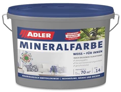 ADLER Mineralfarbe Weiß 20kg | hohe Deckkraft, geruchsarme Rezeptur ohne Lösemittel, Weichmacher und Konservierungsmittel, hoch wasserdampfdurchlässig