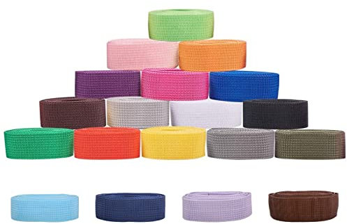 WANDIC Polypropylen-Gurtband, 19 Rollen, 2,18 Yards breiter Gurtband, Gurtband, Stoffgurt für DIY-Herstellung, Gepäckgurt, Haustierhalsband, Rucksack, Reparatur