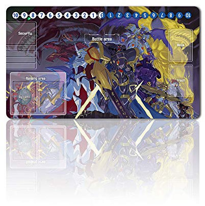 Four leaves Juego de mesa Digimon juego de alfombrillas + bolsa libre de regalo, TCG Card Game Table Mat Tamaño 60x35 cm Alfombrilla para ratón compatible con MTG TCG Digimon with Card Zones (487460)
