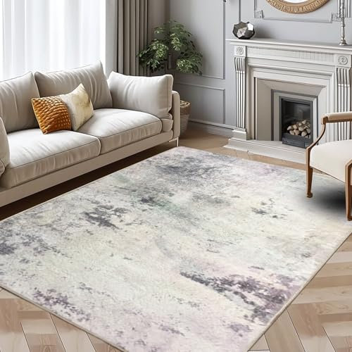 ASIinnsy Teppich Wohnzimmer Kurzflor Abstrakt Teppiche für Wohnzimmer Schlafzimmer Esszimmer rutschfest Weich Modern Teppich Groß (Grau/Multi, 200 x 300 cm)