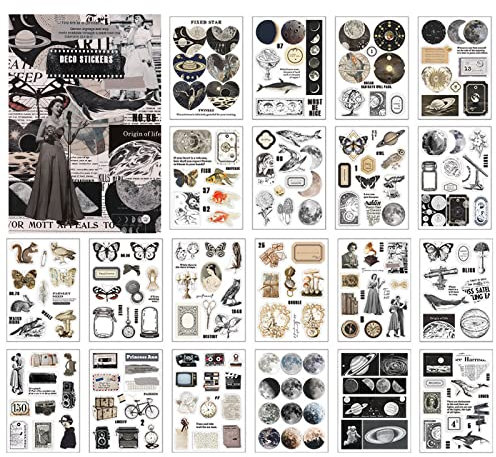 177 Stück Scrapbook Stickers Scrapbook Zubehör Scrapbooking Sticker Vintage Sticker Fotoalbum Blumen Pilze Verschiedene Muster Sticker für Journaling Zubehör Sticker Bullet Journal Sticker Aesthetic
