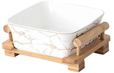 Saladier Nordique Simple Marbre Or Motif Fruits Carré Céramique Salade Dessert Bol (Couleur: C2pc, Taille: S) (Golden L)