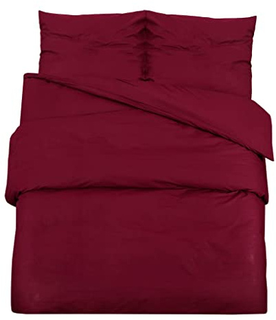 vidaXL Bettwäsche Set Bettgarnitur Bettbezug Kissenbezug Deckenbezug Bettwaren Pflegeleicht Knitterfrei Bordeauxrot 260x240cm Leichte Mikrofaser