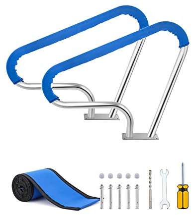 Gguwug 2pcs Schwimmbad-Handläufe, Boden-Schwimmbad-Geländer für eine schnelle Installation, Edelstahl-Material, sicher und rutschfest Pool-Handlauf Einfache Installation