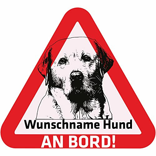 Indigos UG - Namensaufkleber Hund - Labrador - Aufkleber mit Namen & Wunschtext - individuell personalisiert - Auto - Motorrad - LKW