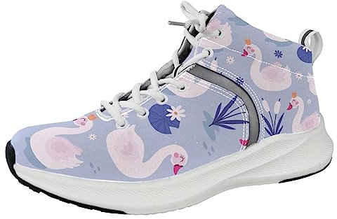 Elegante Swan Sorriso Corona Pianta Viola Uomo Scarpe Da Corsa Sneakers Tennis Allenamento Camminare Palestra Scarpe Da Corsa, multicolore, 5 US