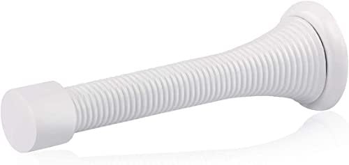 HOMOTEK 20 Pack Spring Door Stops,3-1/8” Heavy Duty Door Stop - Flexible Spring Door Stopper with Low Mounted White Rubber Bumper Tips, White