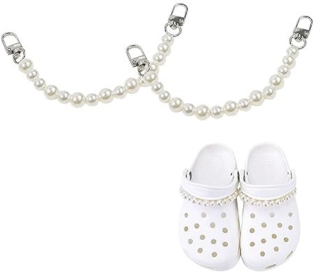 Schuhanhänger Kette 2 Stück DIY Schuhkette Zubehör, Höhlenschuhe dekorative Schnalle, Perle Schuh Charms, Schuhanhänger Kinder Party Kunststoff Schuh Band-Armbänder für Mädchen Frauen Kinder
