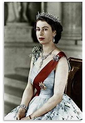 ELedvb Queen Elizabeth Vintage-Leinwand-Poster, dekoratives Gemälde, Leinwand-Wandposter und Kunstdruck, modernes Familienschlafzimmer-Dekor-Poster, 20 x 30 cm