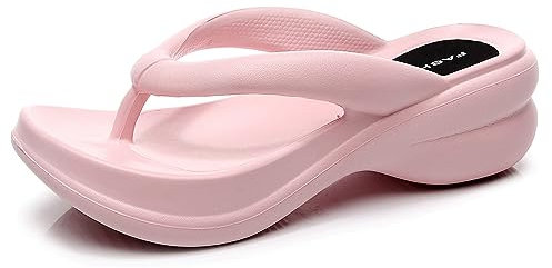 New front Infradito con Fondo Spesso per Nuovi Sandali Estivi da Donna con Tacco a Zeppa con Punta Comoda per la Casa Per Uomini e Donne Casual e Confortevole Semplice ed Elegante,Rosa,36