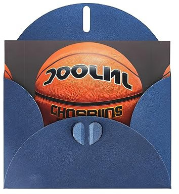 BHCASE Grußkarte mit blauem Basketball-Hintergrund, hochwertiges Perlpapier, 10,2 x 15,2 cm, für Geburtstagskarte, Party-Einladungen, Geburtstagskarte, Weihnachtskarte