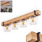 Deckenleuchte Montgomery, Deckenlampe aus Metall/Holz/Glas in Schwarz/Natur/Klar, skandinavisches Design mit Holzbalken (80 cm) u. Glaskugeln (Ø 15 cm), 4 x E27-Fassung, ohne Leuchtmittel