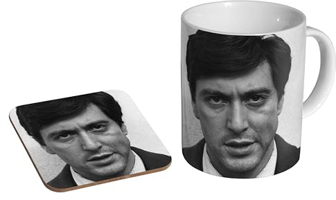 glades Al Pacino Young BW - Ceramic Coffee Mug + Coaster Gift Set