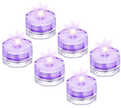 sourcing map Submersible Bright LED Tea Light, Purple Waterproof Flameless Candle for Party Wedding Festivals Decor, Pack of 6