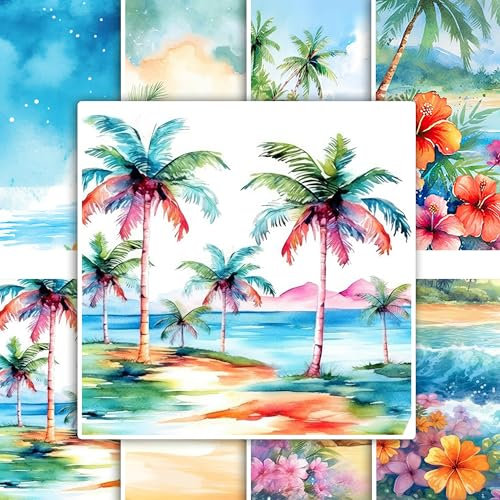 GRAZDesign Fliesenaufkleber Bad Strand Palmen Klebefliesen, alte Badfliesen überkleben, Fliesenbild selbstklebend 20x20cm - 40 Stück
