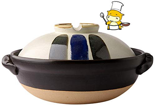 Casseroles Poêle à Steak en Céramique Pots de Nouilles Ramen Cuiseur à Riz Japonais Donabe, Casserole avec Couvercle Marmite à ragoût Lent Noir, Marmite,Multi-colored-2.6L