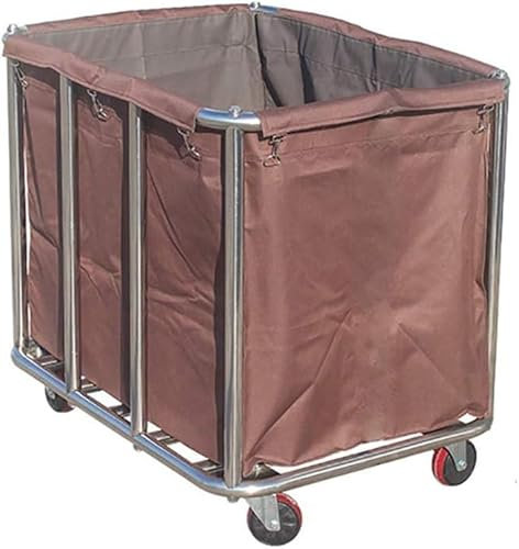 GLJTUO Mehrzweckwagen, Organizer, Aufbewahrungswagen, Robuster Wäschesortierwagen, Reinigungswagen, Wäschewagen Mit 4 Leisen Rollrädern (Braun)