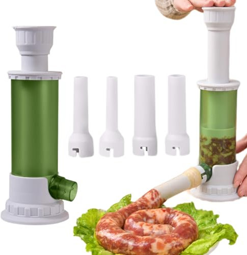 Insaccatrice Manuale per Salsiccia,Liuer Riempitrice per Salsicce,Con 4 Tubi di Riempimento per l'insacco Professionale di Salsicce Fatte in Casa