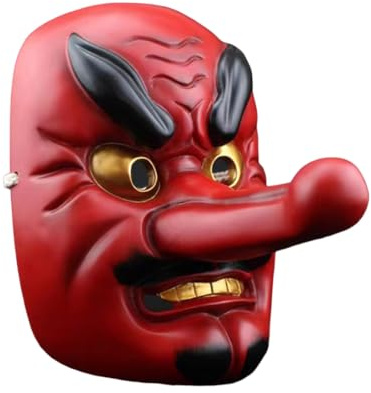 CreativeBlocker Horror Maske - Japanische Oni Maske, Tengu Maske, Samurai Maske, Halloween Masken, Rollenspiel Kostüm Requisite, für Anime Cosplay & Kostümparty
