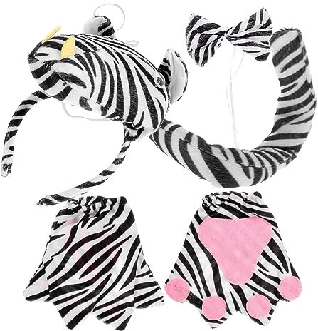 Holibanna Zebra Kostüme Zubehör Stirnband Fliege Handschuhe Set Für Partys