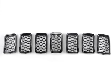 Kühlergrill 1 Satz Schwarzer Auto-Frontstoßstangeneinsatz Netzgitter Kühlergrillverkleidung Vorne Passend Für Jeep Für Grand Für Cherokee 2017–2022 7-teilig Auto Frontgrill