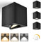 YindaLux LED Aufbauspots Dimmbar 30° Schwenkbar Ø80x84mm Deckenspots Schwarz, inkl. 5W 500LM LED Modul 230V, 3000K/4000K/6500K, Aluminium Aufputz Spots Modern Aufbaustrahler Eckig 4 Stück