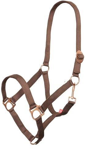 Imperial Riding Halfter Economic, Robustes 25 mm Nylonhalfter verstellbare Schiebeschnalle, Karabiner-Kehlriemen, langlebig & pflegeleicht, für Training, Stall & Alltag, Walnuss, Full