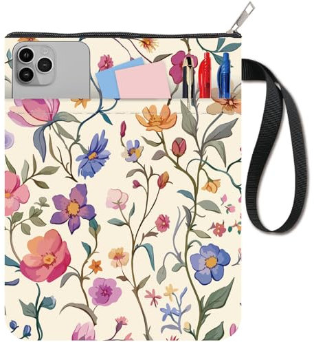 CRASPIRE Custodia per Libri a Forma di Fiore - Protezione con Piante, Copertina Tascabile in Tessuto Lavabile con Cerniera e Tasca Extra per Gli Amanti dei Libri