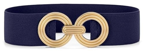 JasGood Damen Breiter Elastischer Taillengürtel Stretchy Gürtel für Kleider Hüftgürtel Goldener Schnalle Gürtel für Damen,Marineblau,80cm