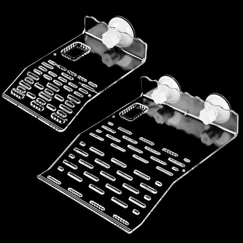 Plataforma Escalada Tortuga 2PCS Muelle Tortuga Plataforma Flotante para Tomar el Sol Tortuga Tortuga con Ventosa Decoración Acuario Terraza Rampa Escalada (Color Transparente, Norma)