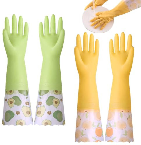 LHLZNB Ringelblumen-Handschuhe mit breiter Öffnung, Samt-Innenfutter, Größe M, für Spülhandschuhe, Küchenhandschuhe zum Geschirrspülen, anwendbar für die Küche, Premium-Gummihandschuhe für die Arbeit