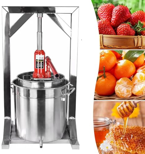 guoyjmm Wein- und Obstpresse, Kommerzieller Multifunktionaler Zitrusentsafter für Lebensmittel, Käsepresse aus Edelstahl, mit Hydraulischem Auslass, 304-Drucksäule, Abnehmbar und Reinigbar,12L